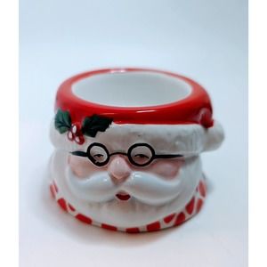 Vintage Ceramic Santa Claus Candle Tealight Holder Home Interiors and Gifts